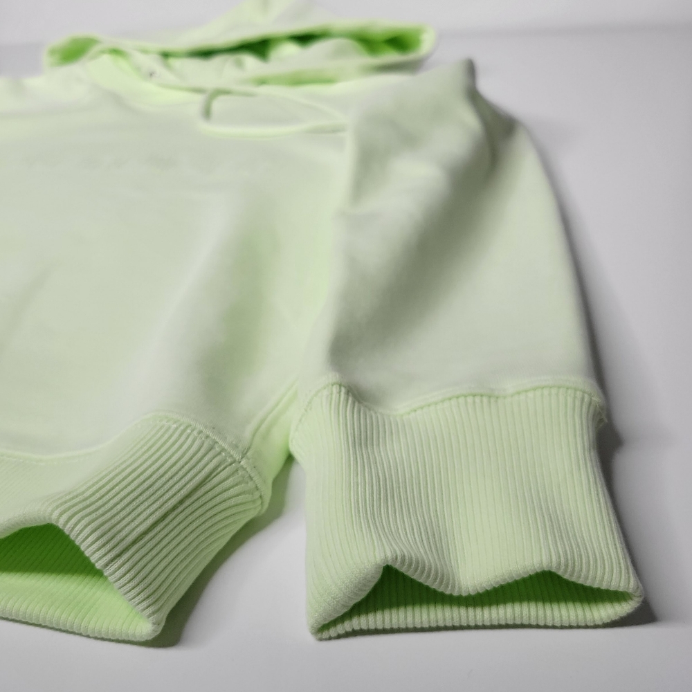 Helmut Lang Embroidered French Cotton Terry Hoodie Neon Lime Women's XS - Picture 9 of 15